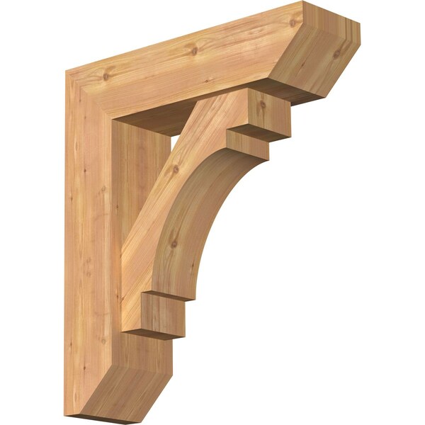 Ekena Millwork Merced Slat Smooth Bracket w/ Offset Brace, Western Red Cedar, 7 1/2"W x 26"D x 30"H BKT0806X26X30MRC06SWR - main